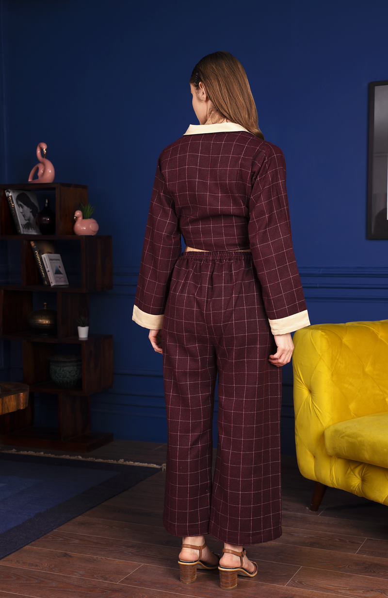 Maroon Check Pant