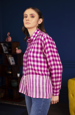 Magenta Check Pashmina Shirt<br><h1> (Limited Edition)</h1>