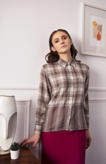 Taupe Check Pashmina Shirt <br><h1> (Limited Edition)</h1>